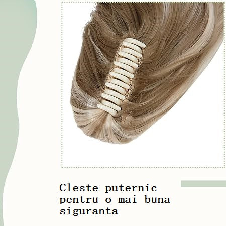 Coada par Blond Suvitat, ondulata cu cleste, 2 in 1
