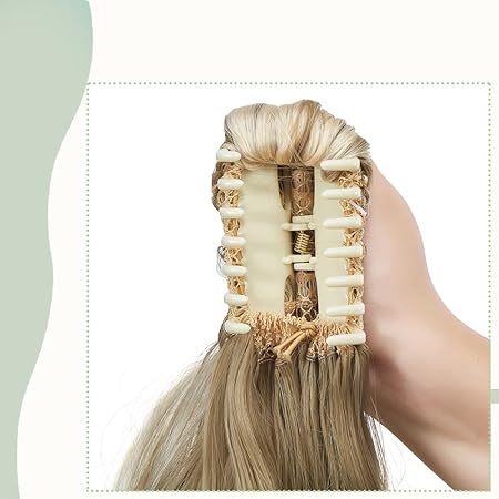 Coada par Blond Suvitat, ondulata cu cleste, 2 in 1