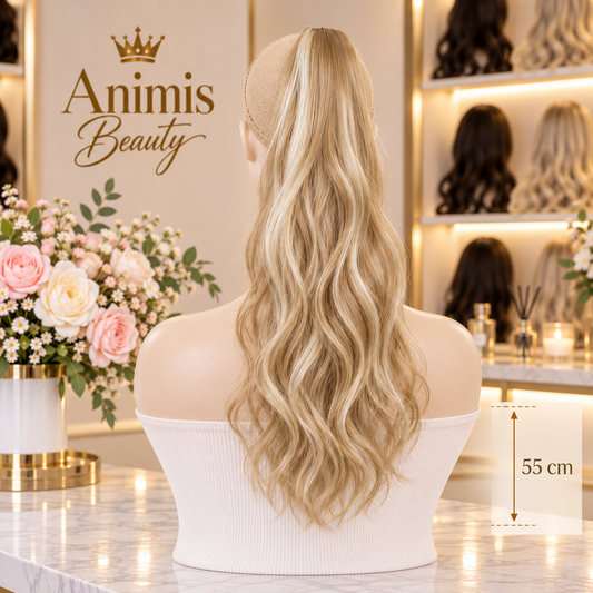 Coada par Blond Miere Suvitat, ondulata cu cleste, 2 in 1