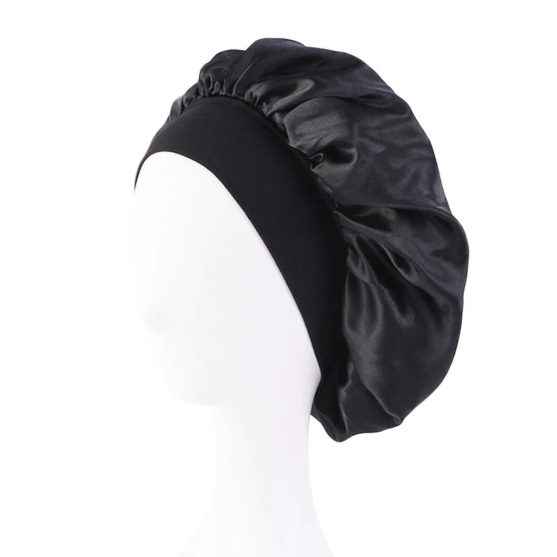 Boneta de noapte Neagra, pentru par, satin