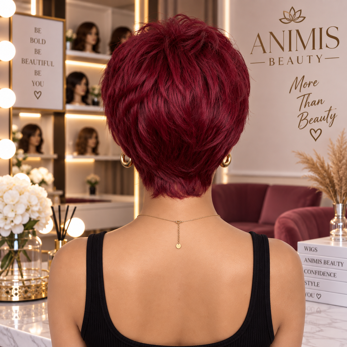 Peruca scurta Visinie Burgundy,  par drept