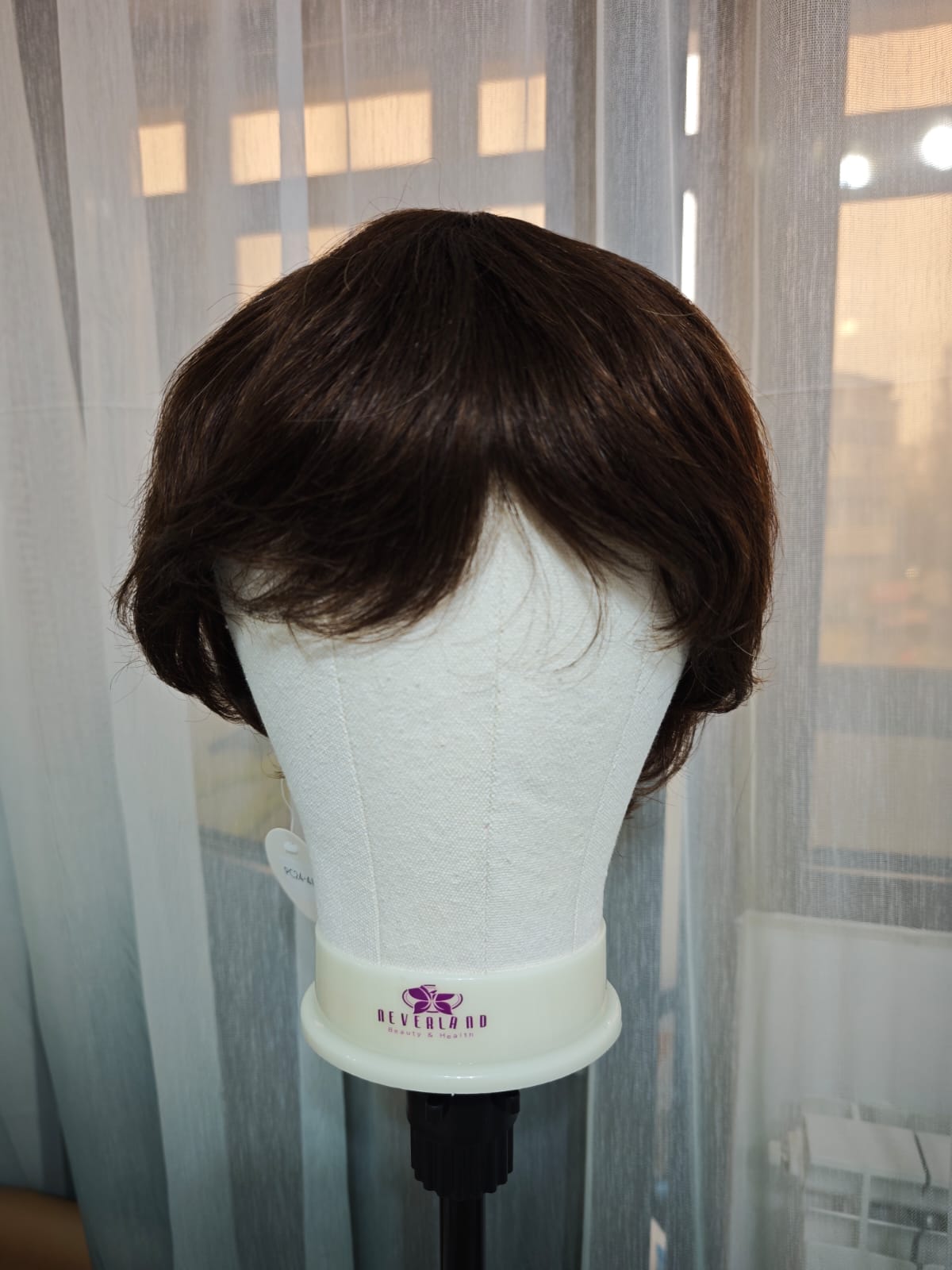 Peruca scurta Maro Ciocolatiu din par natural, model Pixie, 100% Remy