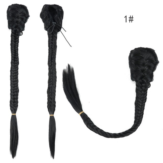 Coada par NEAGRA fishtail, impletita, prindere pe coc