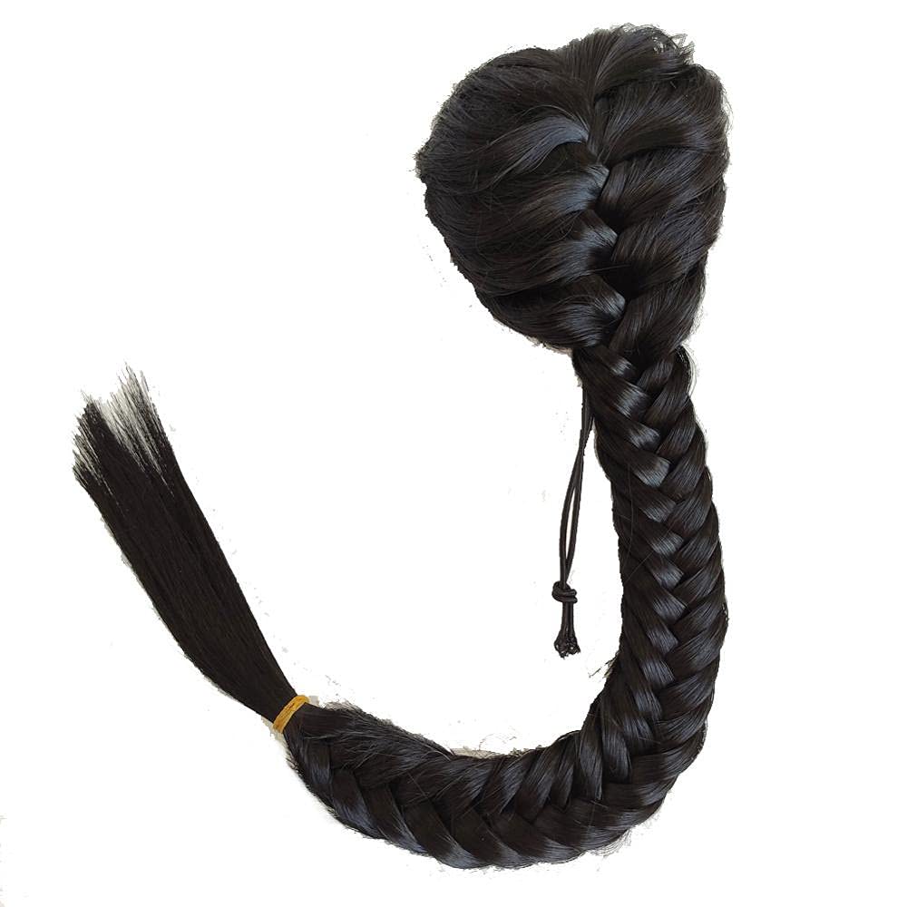 Coada par NEAGRA fishtail, impletita, prindere pe coc