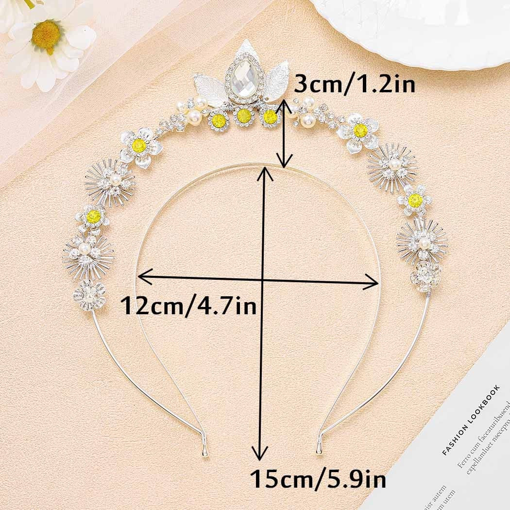 Accesoriu Par pentru Mireasa, tip Bijuterie, coronita din fire delicate, flori cu cristale si perle, argintiu