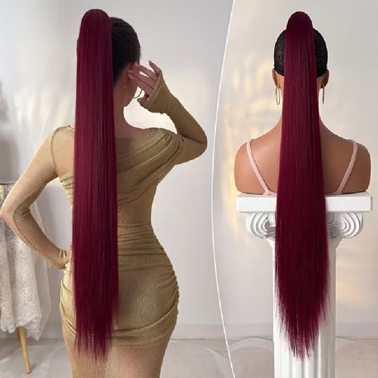Coada par Visinie Burgundy, 80 cm, dreapta, cu 2 panglici