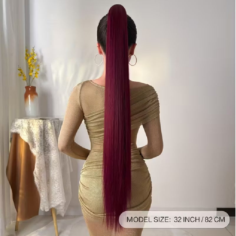 Coada par Visinie Burgundy, 80 cm, dreapta, cu 2 panglici