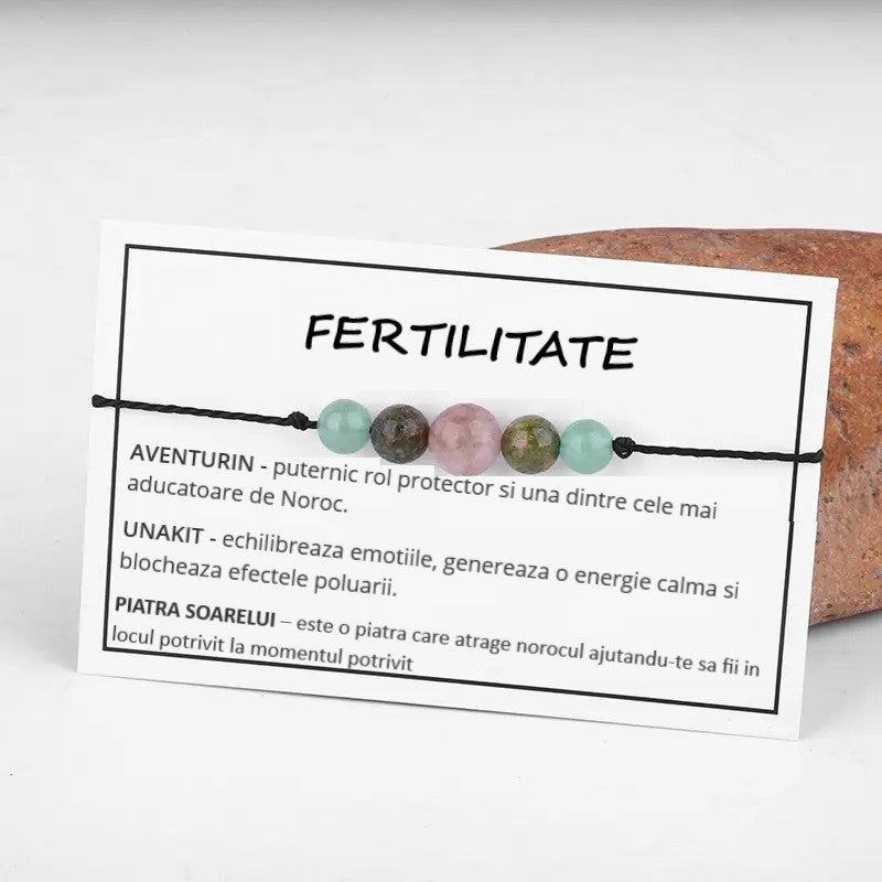 Bratara FERTILITATE cristaloterapie 5 cristale, tip snur
