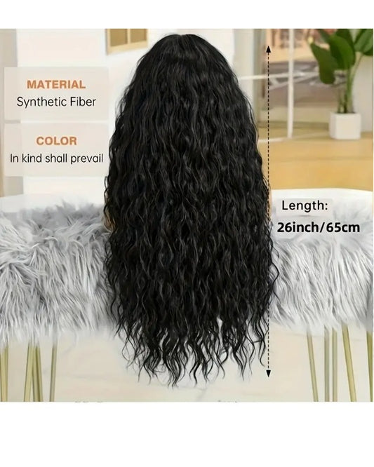 Peruca lunga Negru deschis, 66 cm, creata, fara breton