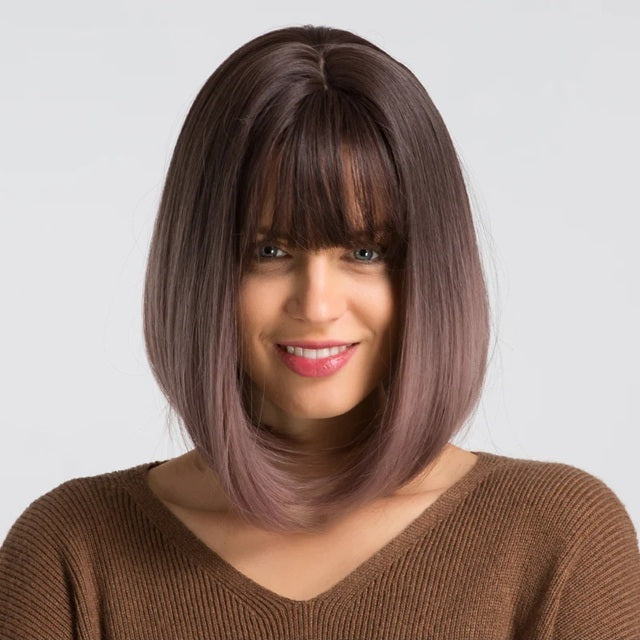 Peruca Mov Ombre, par bob drept, cu breton, 36 cm