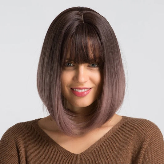 Peruca Mov Ombre, par bob drept, cu breton, 36 cm