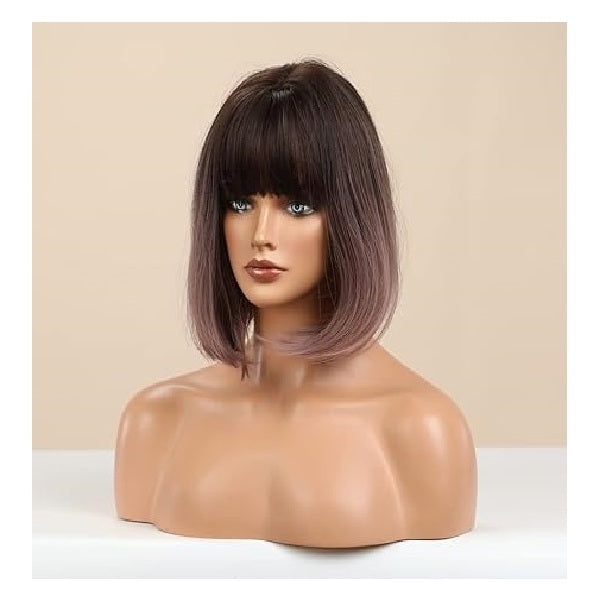 Peruca Mov Ombre, par bob drept, cu breton, 36 cm