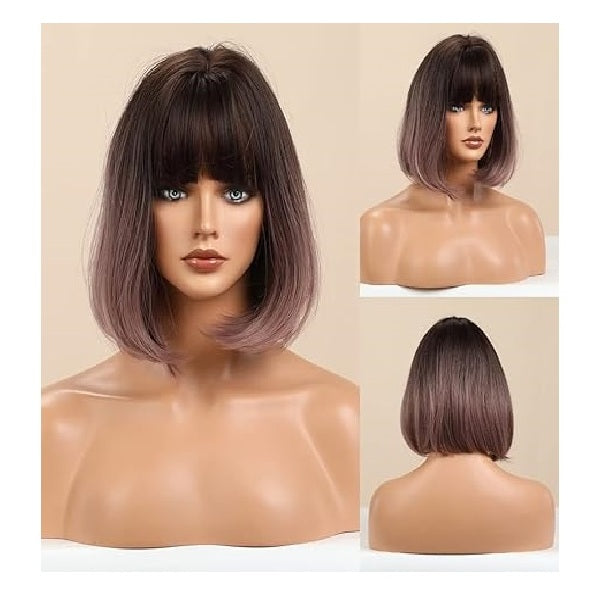 Peruca Mov Ombre, par bob drept, cu breton, 36 cm