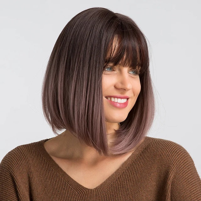 Peruca Mov Ombre, par bob drept, cu breton, 36 cm