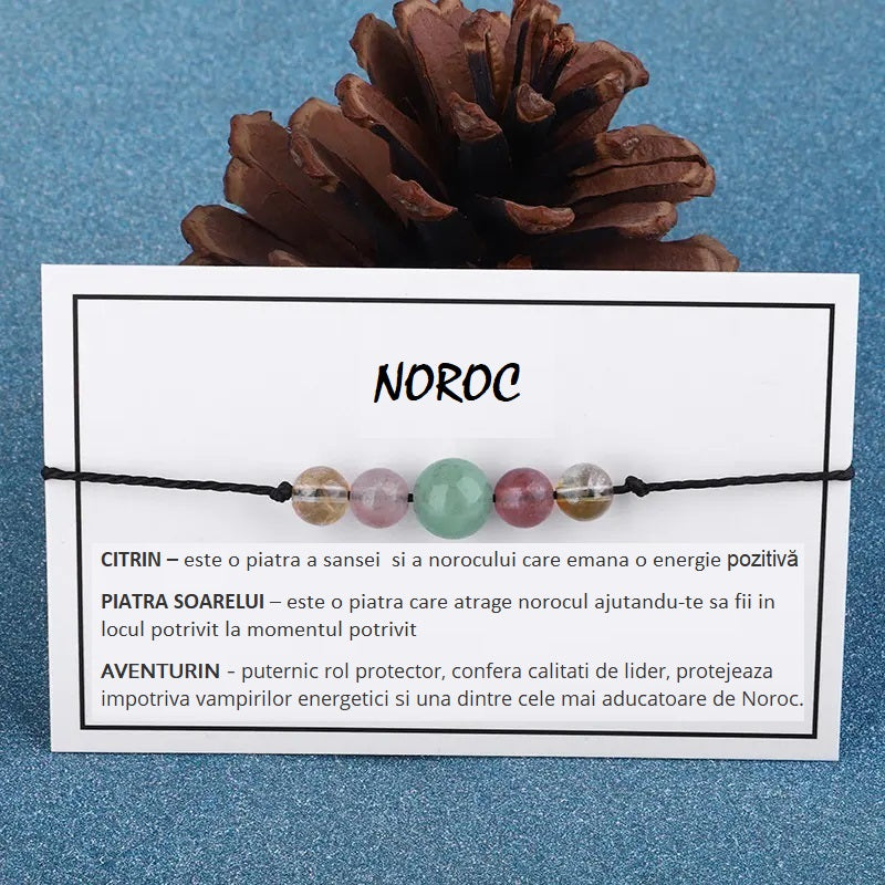 Bratara NOROC cristaloterapie 5 cristale, tip snur