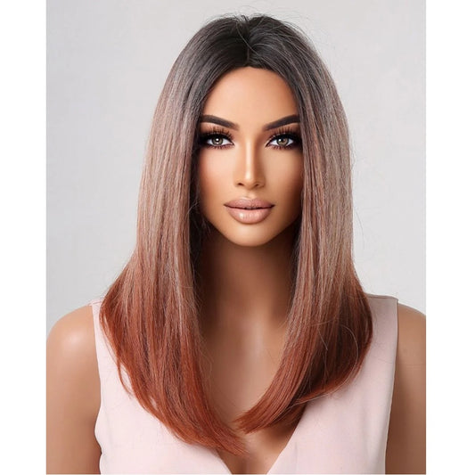 Peruca Ombre Blond Aramiu, par mediu drept, fara breton, 40 cm