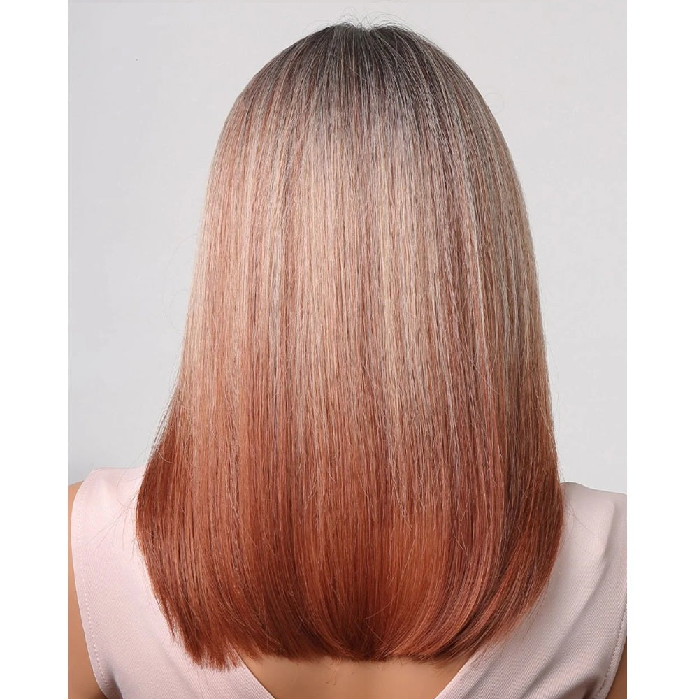 Peruca Ombre Blond Aramiu, par mediu drept, fara breton, 40 cm