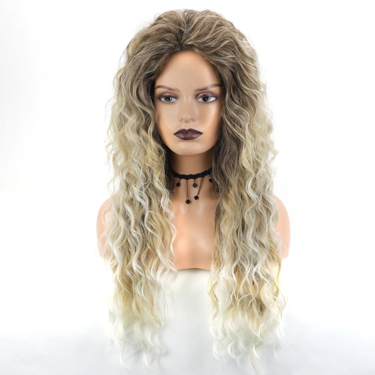 Peruca Ombre Blond, lunga creata, fara breton, bufanta, 66 cm