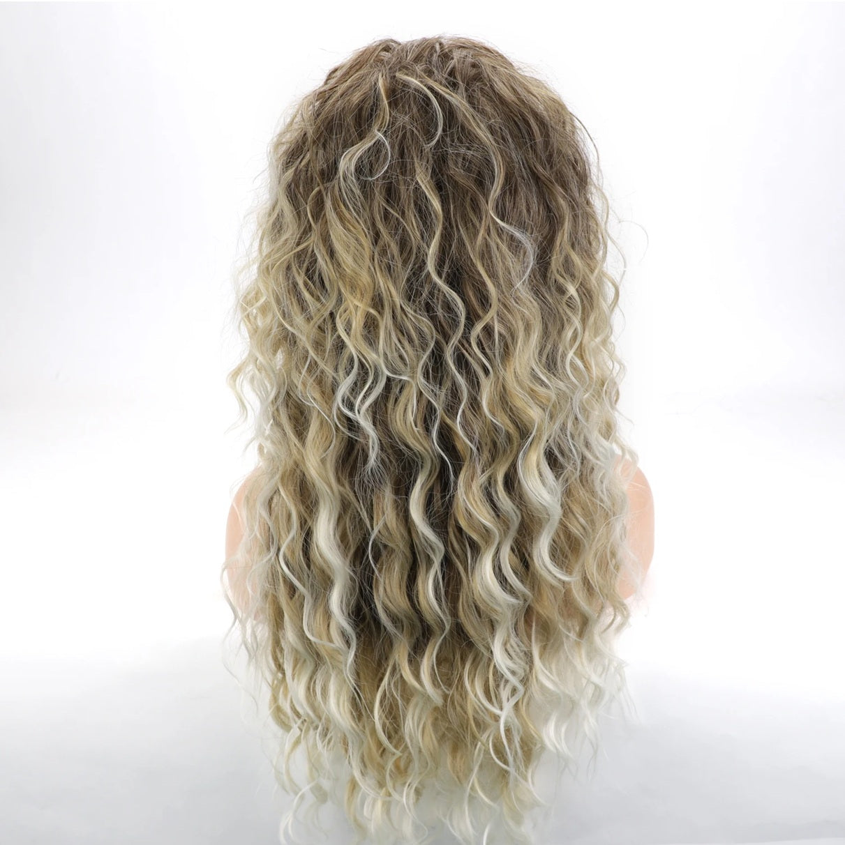 Peruca Ombre Blond, lunga creata, fara breton, bufanta, 66 cm