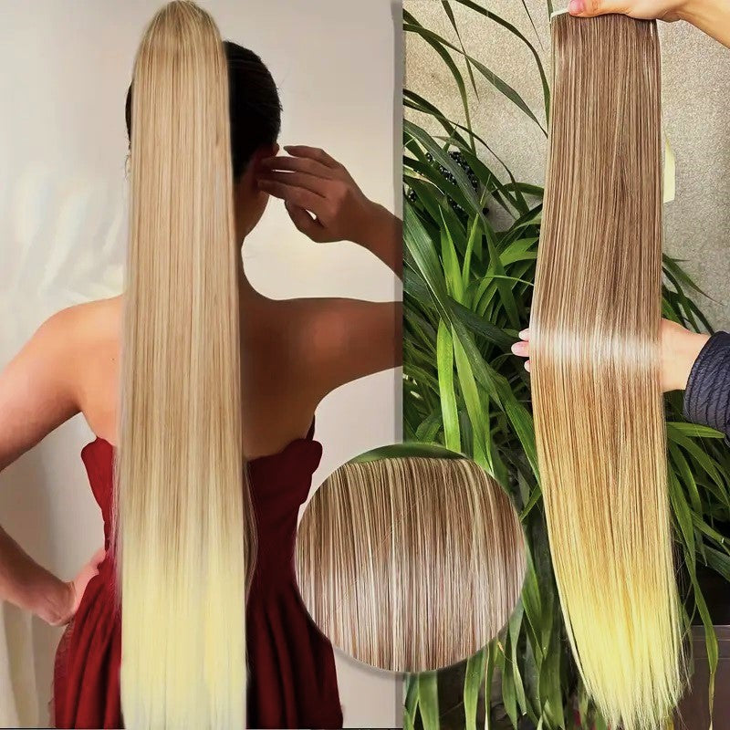 Coada par Blond Ombre 85 cm dreapta, cu 2 panglici