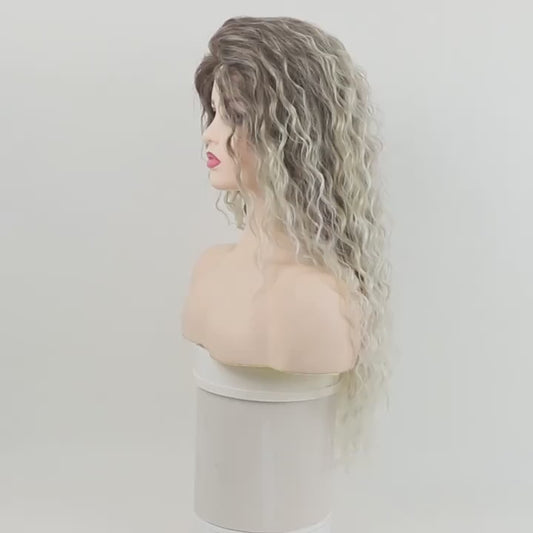 Peruca Ombre Blond Gri, par lung, creata, fara breton, model bufant