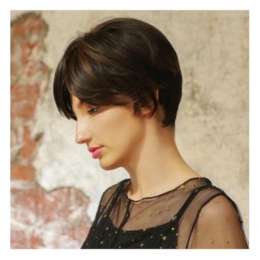 Peruca scurta Saten suvitat, par drept