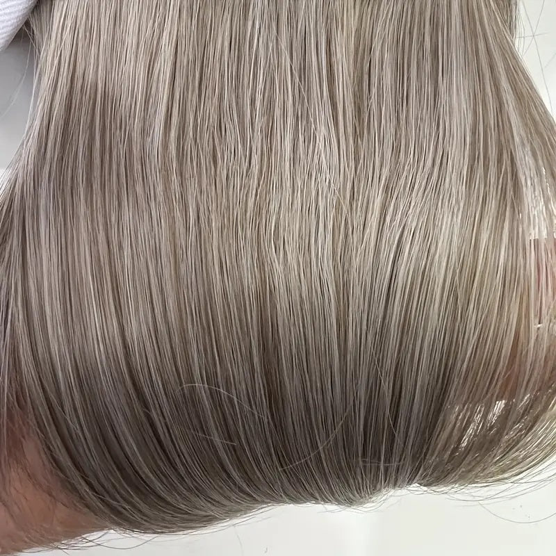 Peruca Blond Gri suvitat, model bob, cu sapca, par drept, fara breton, 36 cm