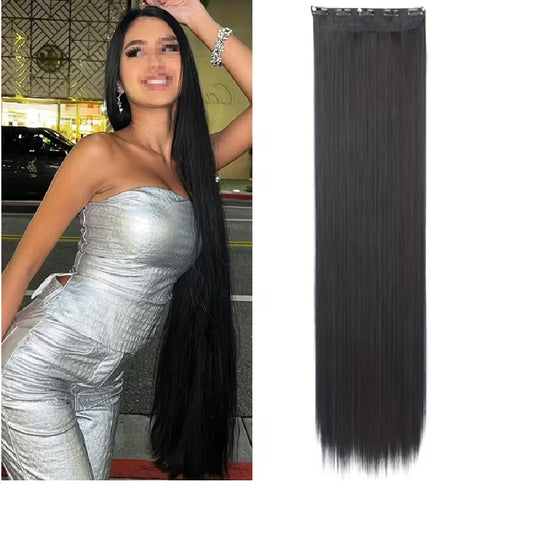 Extensii par Saten inchis, drepte, 80 cm