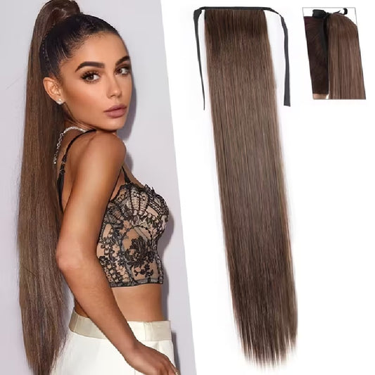 Coada par Saten deschis, dreapta, cu 2 panglici, 85 cm