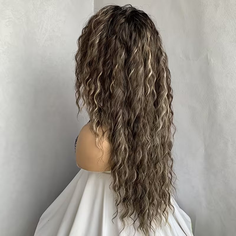 Peruca Saten suvitat, lunga creata, fara breton, 71 cm