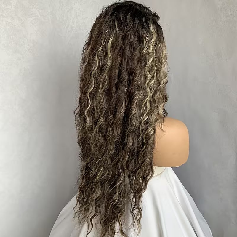 Peruca Saten suvitat, lunga creata, fara breton, 71 cm