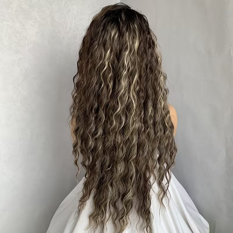Peruca Saten suvitat, lunga creata, fara breton, 71 cm